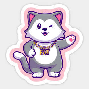 Cute Fat Husky Dog Cartoon Sticker